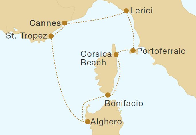 Royal Clipper - Voiles de St. Tropez 7 Nights Itinerary Map